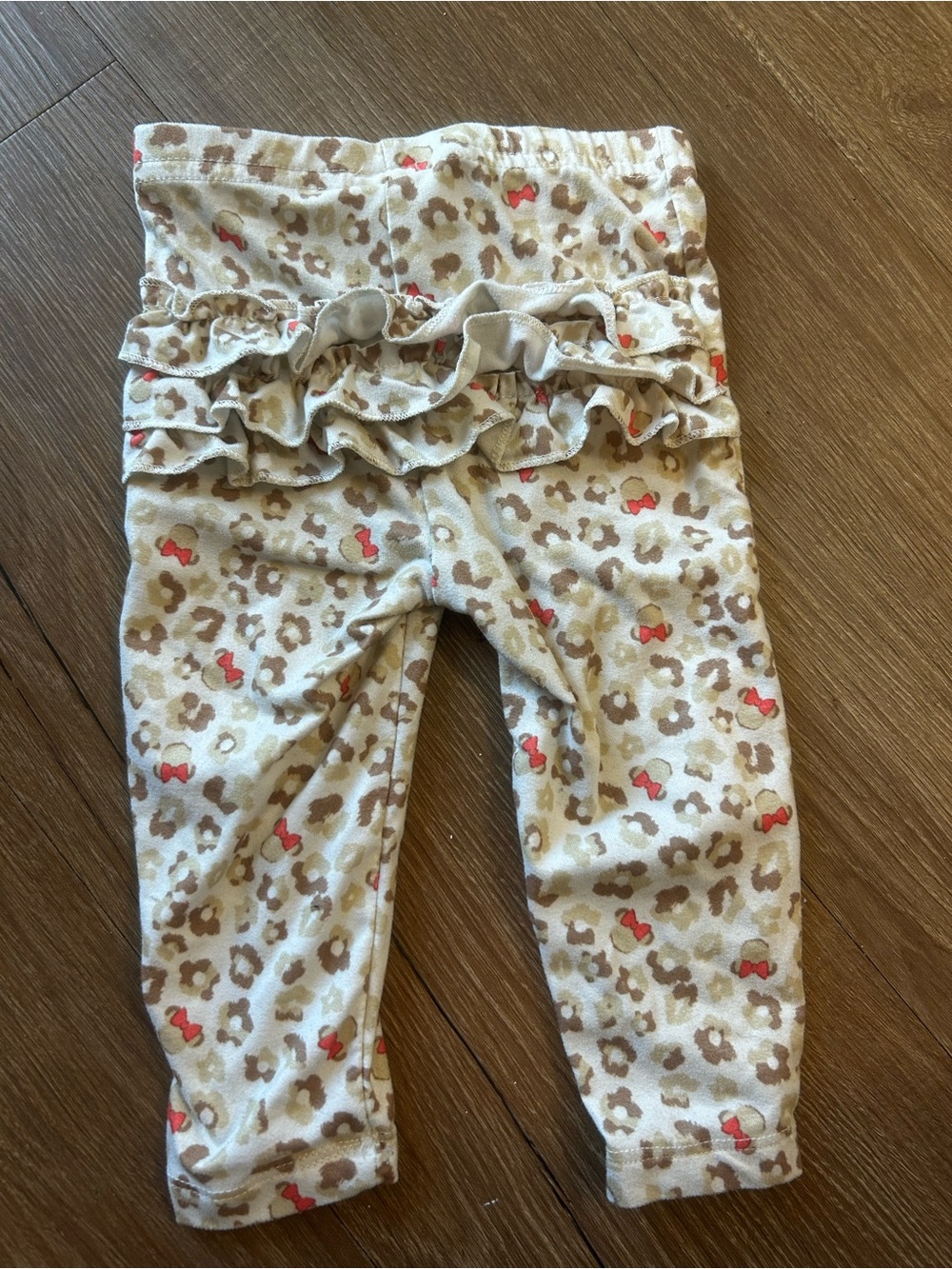 Disney Baby Beige and Brown Leopard Print Leggings with Coral Accents
